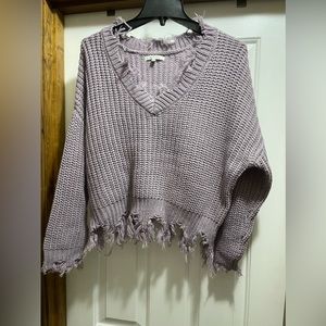 Love Tree Large distressed sweater lavender